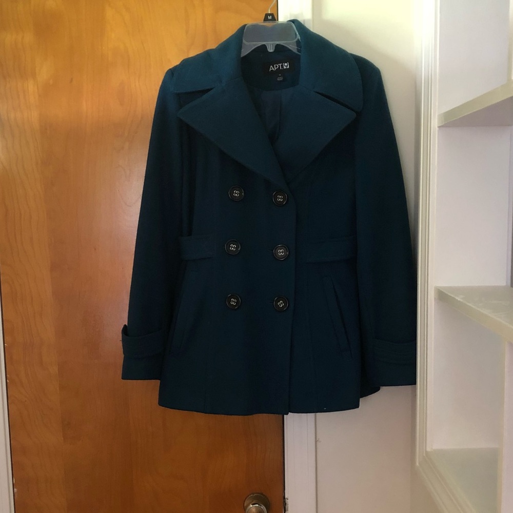 Size Medium deep teal pea coat jacket